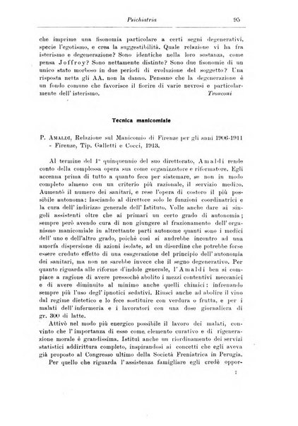 Note e riviste di psichiatria Manicomio provinciale di Pesaro