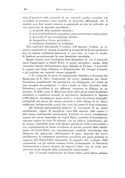 Note e riviste di psichiatria Manicomio provinciale di Pesaro