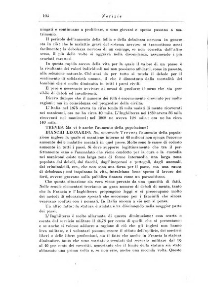 Note e riviste di psichiatria Manicomio provinciale di Pesaro