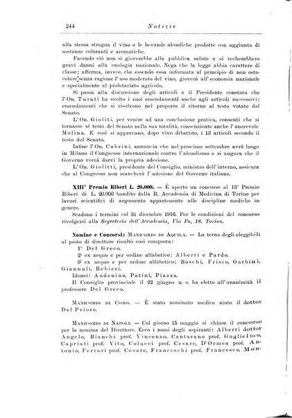 Note e riviste di psichiatria Manicomio provinciale di Pesaro