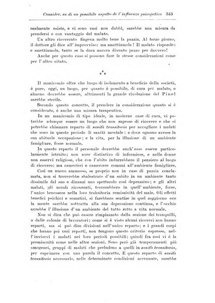 Note e riviste di psichiatria Manicomio provinciale di Pesaro