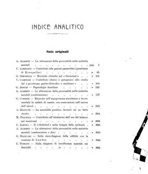 Note e riviste di psichiatria Manicomio provinciale di Pesaro