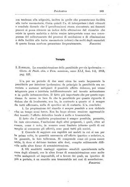 Note e riviste di psichiatria Manicomio provinciale di Pesaro