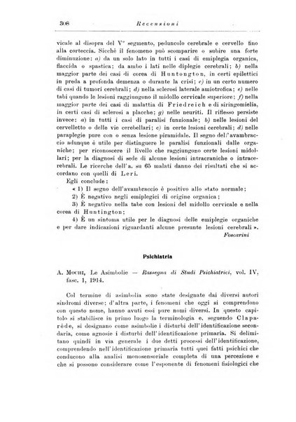 Note e riviste di psichiatria Manicomio provinciale di Pesaro