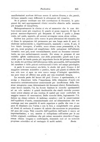 Note e riviste di psichiatria Manicomio provinciale di Pesaro