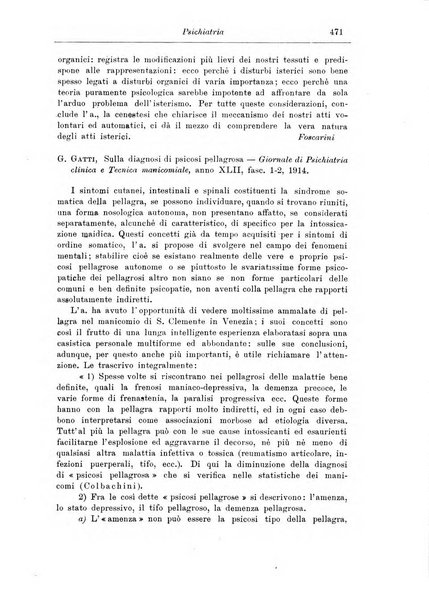 Note e riviste di psichiatria Manicomio provinciale di Pesaro