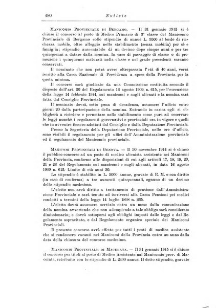 Note e riviste di psichiatria Manicomio provinciale di Pesaro