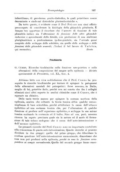 Note e riviste di psichiatria Manicomio provinciale di Pesaro