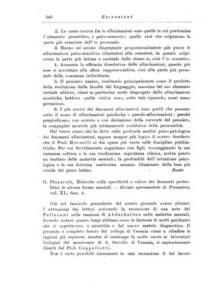 Note e riviste di psichiatria Manicomio provinciale di Pesaro