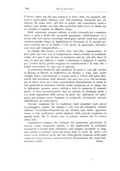 Note e riviste di psichiatria Manicomio provinciale di Pesaro