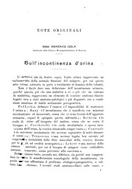 Note e riviste di psichiatria Manicomio provinciale di Pesaro