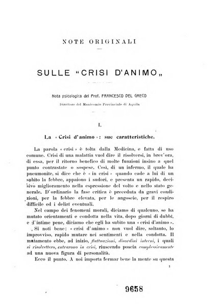 Note e riviste di psichiatria Manicomio provinciale di Pesaro