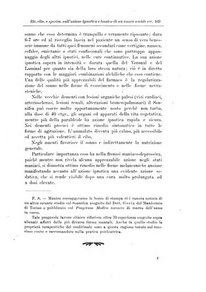 Note e riviste di psichiatria Manicomio provinciale di Pesaro