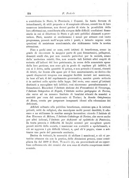 Note e riviste di psichiatria Manicomio provinciale di Pesaro