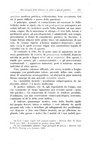 Note e riviste di psichiatria Manicomio provinciale di Pesaro