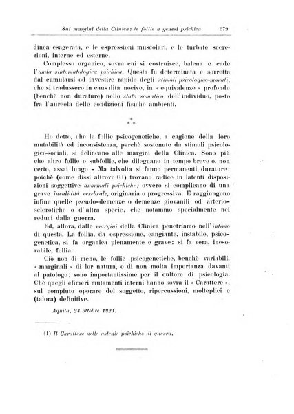 Note e riviste di psichiatria Manicomio provinciale di Pesaro