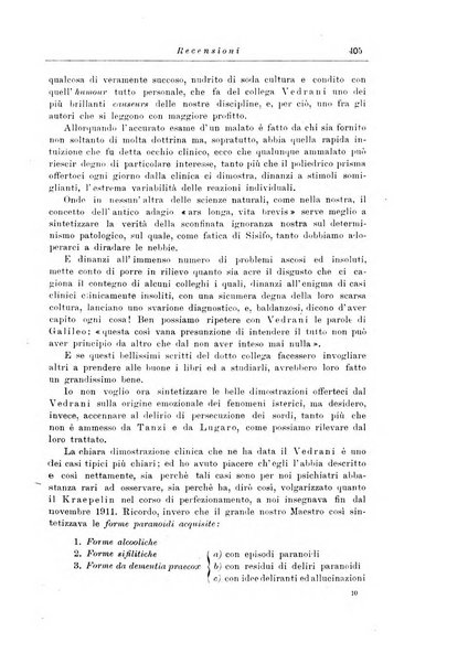 Note e riviste di psichiatria Manicomio provinciale di Pesaro