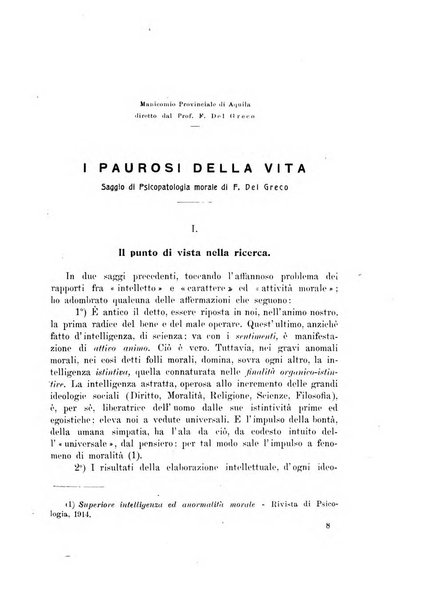 Note e riviste di psichiatria Manicomio provinciale di Pesaro