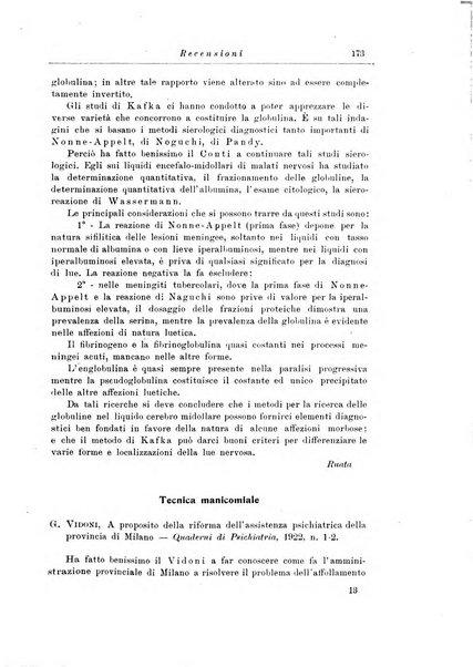 Note e riviste di psichiatria Manicomio provinciale di Pesaro