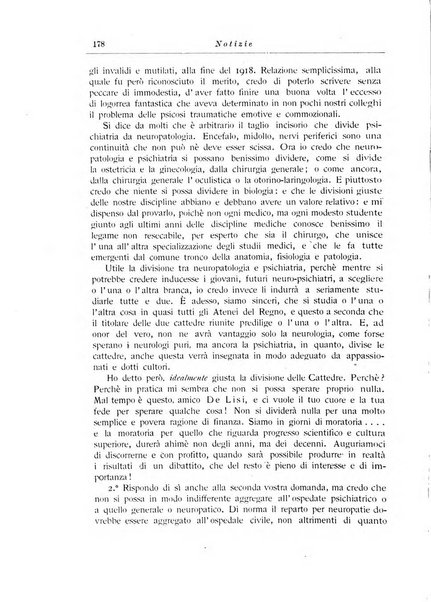 Note e riviste di psichiatria Manicomio provinciale di Pesaro