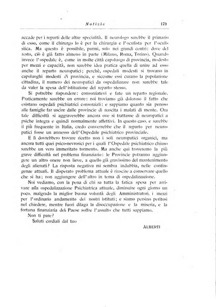 Note e riviste di psichiatria Manicomio provinciale di Pesaro