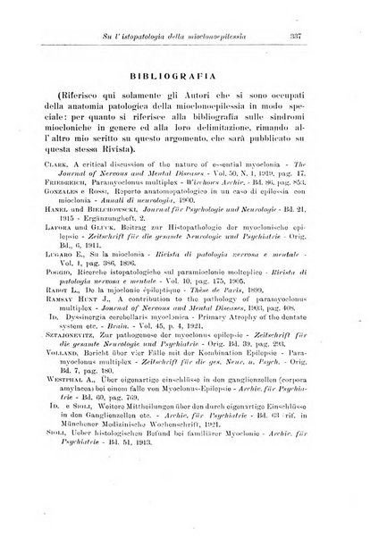 Note e riviste di psichiatria Manicomio provinciale di Pesaro