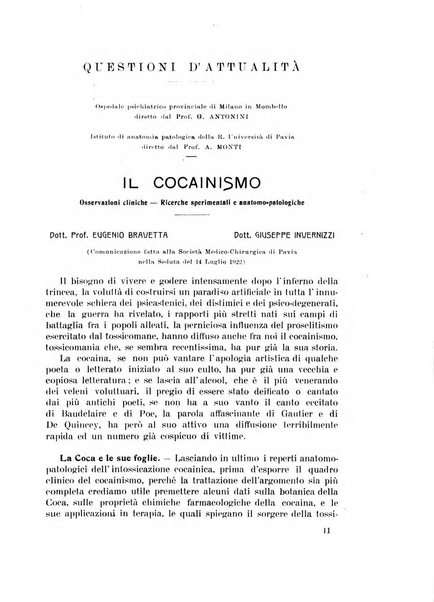 Note e riviste di psichiatria Manicomio provinciale di Pesaro