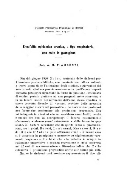 Note e riviste di psichiatria Manicomio provinciale di Pesaro