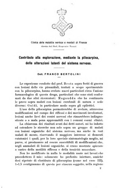 Note e riviste di psichiatria Manicomio provinciale di Pesaro