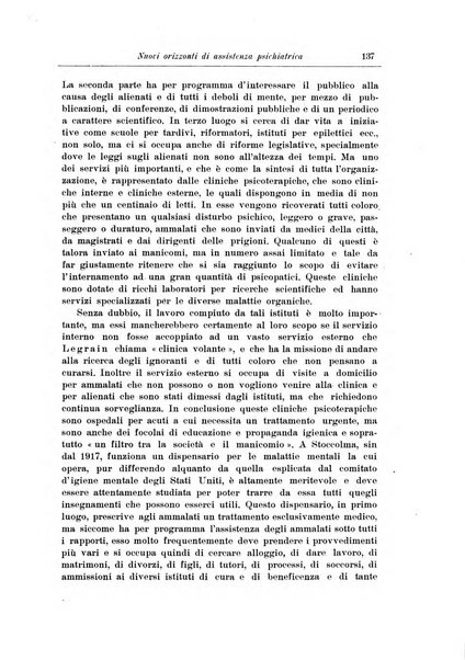 Note e riviste di psichiatria Manicomio provinciale di Pesaro