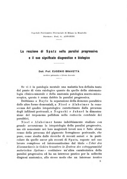 Note e riviste di psichiatria Manicomio provinciale di Pesaro