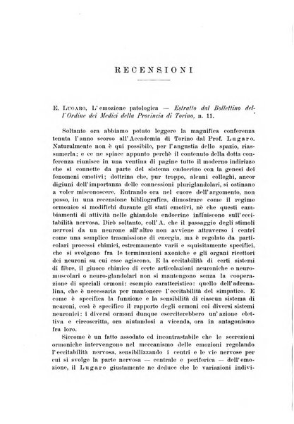 Note e riviste di psichiatria Manicomio provinciale di Pesaro