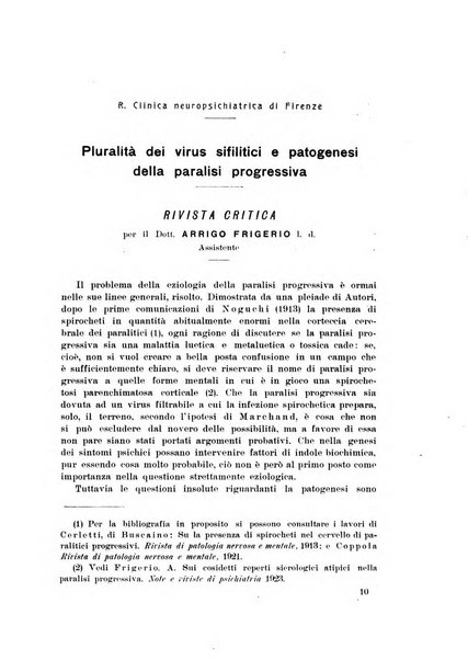 Note e riviste di psichiatria Manicomio provinciale di Pesaro