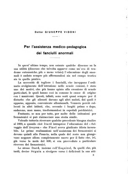 Note e riviste di psichiatria Manicomio provinciale di Pesaro