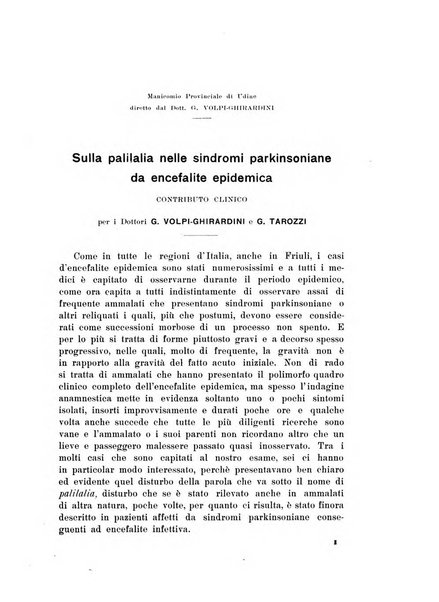 Note e riviste di psichiatria Manicomio provinciale di Pesaro