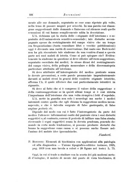 Note e riviste di psichiatria Manicomio provinciale di Pesaro