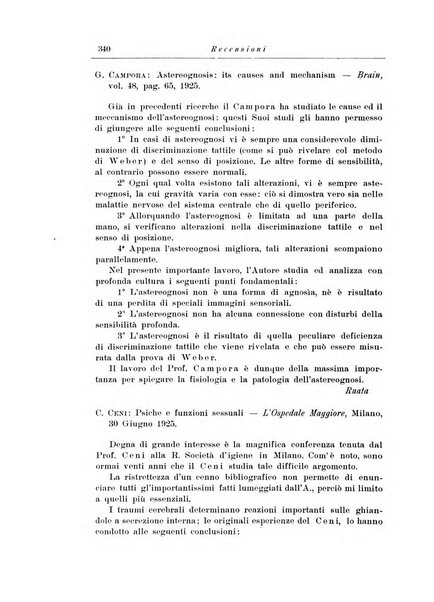 Note e riviste di psichiatria Manicomio provinciale di Pesaro