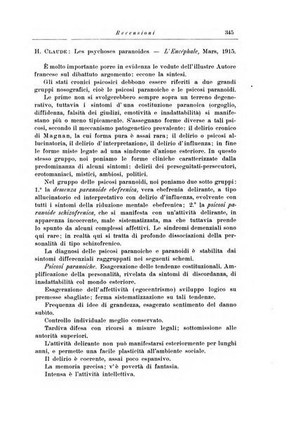 Note e riviste di psichiatria Manicomio provinciale di Pesaro