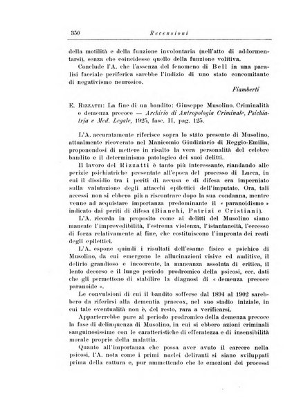 Note e riviste di psichiatria Manicomio provinciale di Pesaro