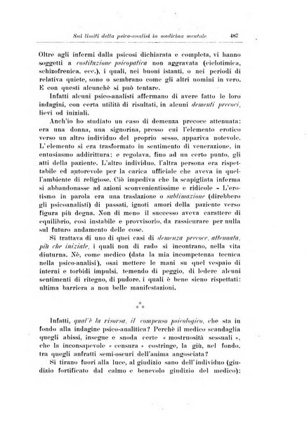 Note e riviste di psichiatria Manicomio provinciale di Pesaro