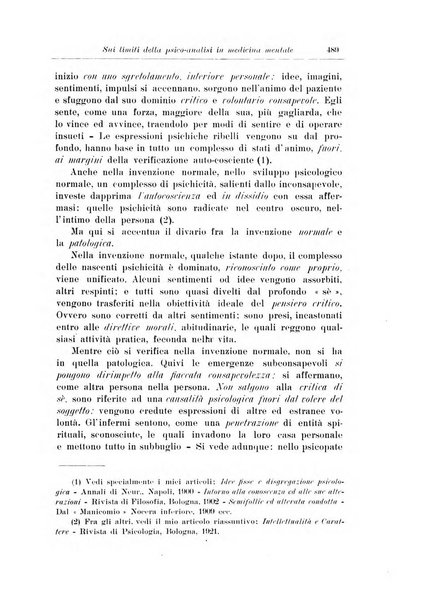 Note e riviste di psichiatria Manicomio provinciale di Pesaro