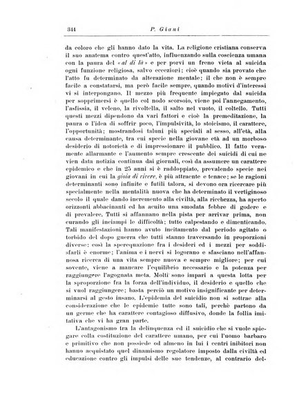 Note e riviste di psichiatria Manicomio provinciale di Pesaro