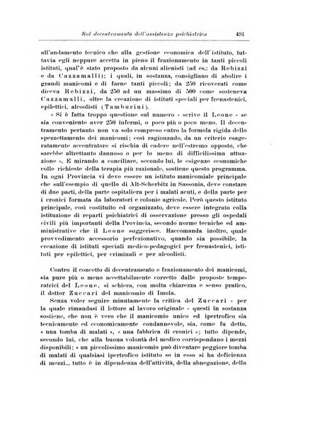 Note e riviste di psichiatria Manicomio provinciale di Pesaro