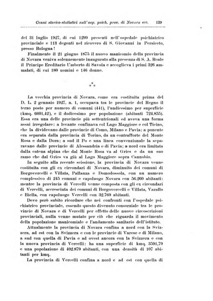 Note e riviste di psichiatria Manicomio provinciale di Pesaro