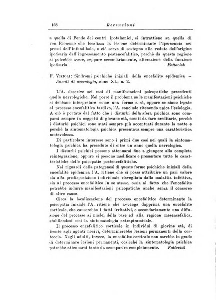 Note e riviste di psichiatria Manicomio provinciale di Pesaro