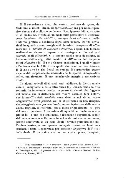 Note e riviste di psichiatria Manicomio provinciale di Pesaro