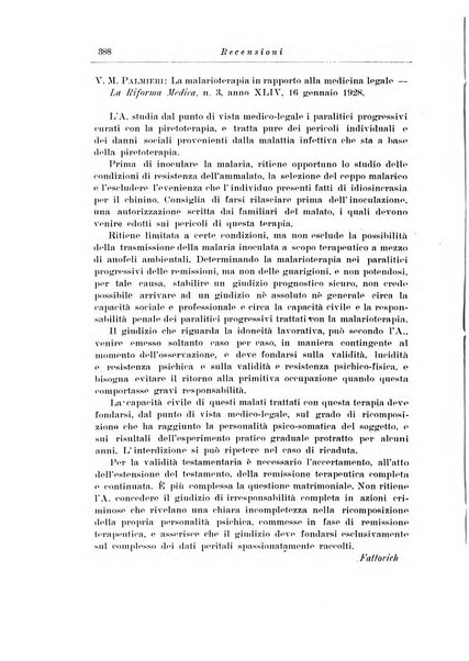 Note e riviste di psichiatria Manicomio provinciale di Pesaro