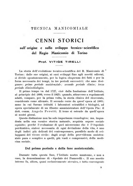 Note e riviste di psichiatria Manicomio provinciale di Pesaro