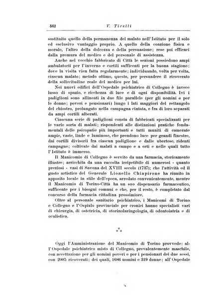 Note e riviste di psichiatria Manicomio provinciale di Pesaro