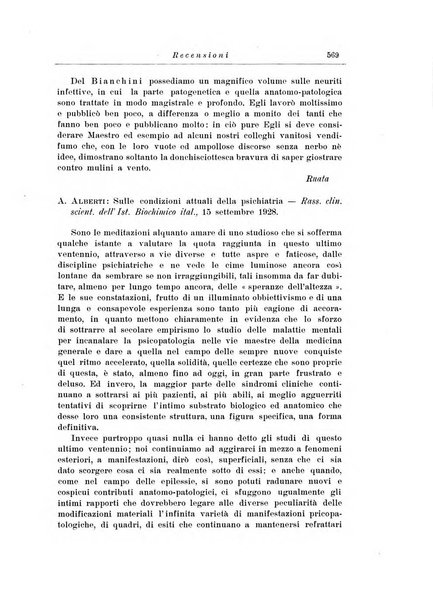 Note e riviste di psichiatria Manicomio provinciale di Pesaro